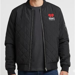 IHEART MEDIA RADIO BOMBER JACKET MEN SIZE XL BLACK NWT 26”x28”